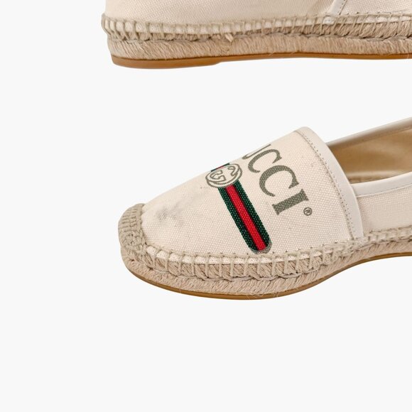 Gucci Interlocking GG Espadrille EU 37.5 US 7.5 Beige Web Stripe Logo Canvas - Picture 13 of 14